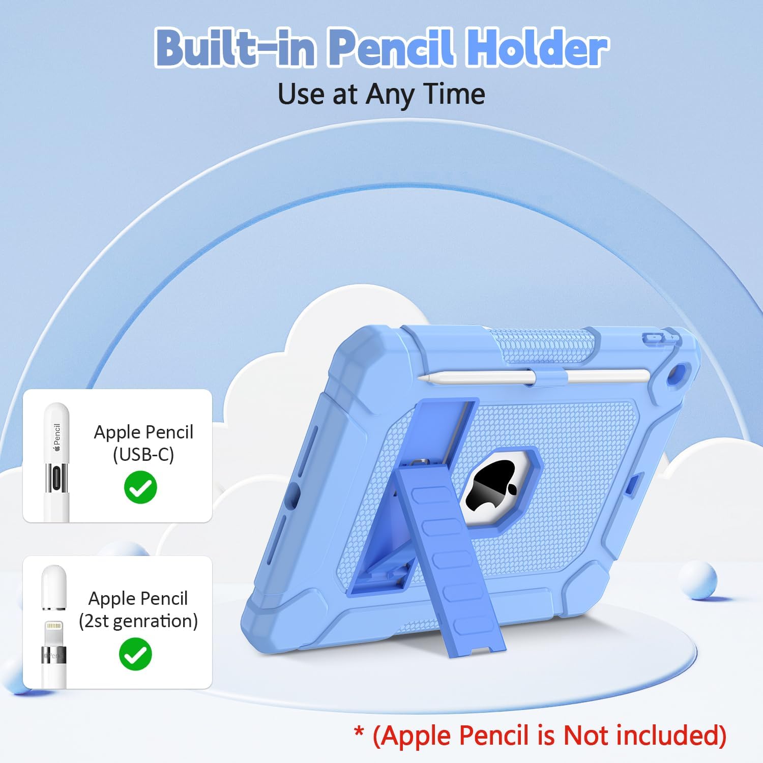 Thumbnail 6 de SINSO Case for iPad 9th/8th/7th Gen 10.2in – Blue, Fully-Body Rugged Protection with Stand and Pencil Holder