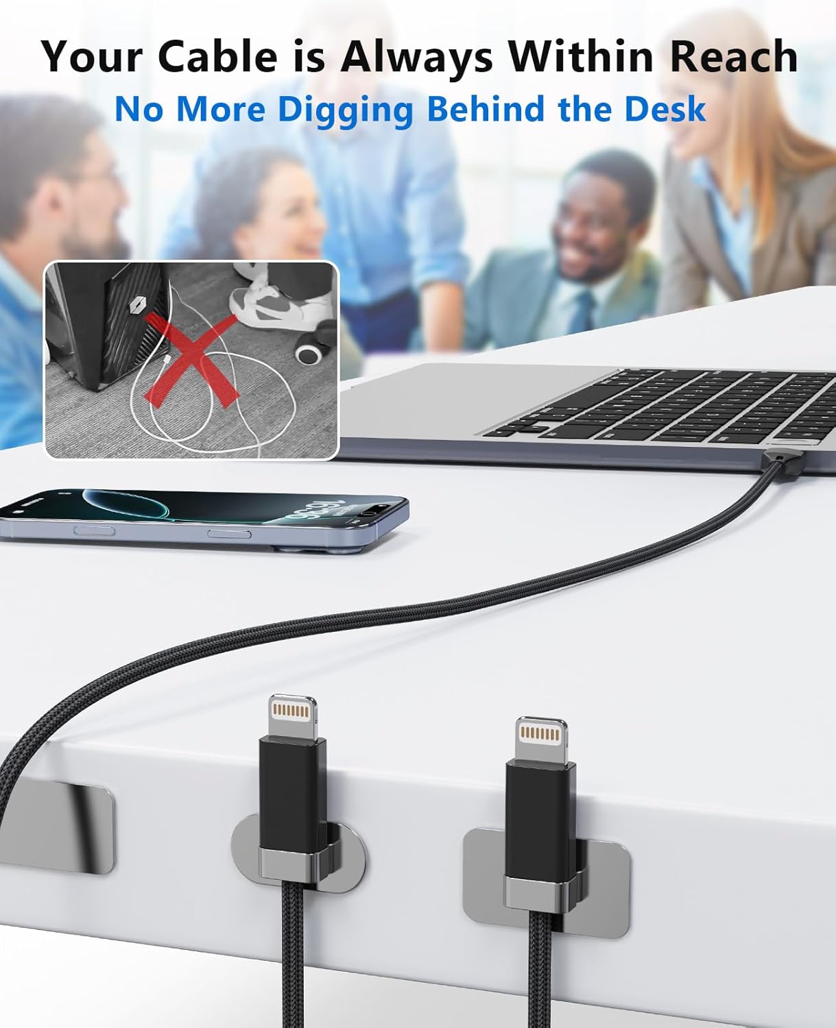 Thumbnail 2 de Magtame StayCable USB-A vers Lightning avec aimant Keeper (1 m) : câble tressé, charge rapide et données