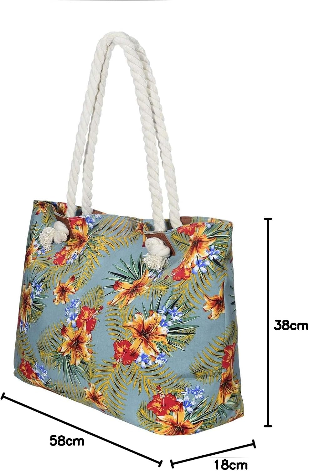 Thumbnail 6 de DonDon Strandtasche XXL mit Reißverschluss – Robuste Umhängetasche im Beach Look, inklusive Mini-Tasche