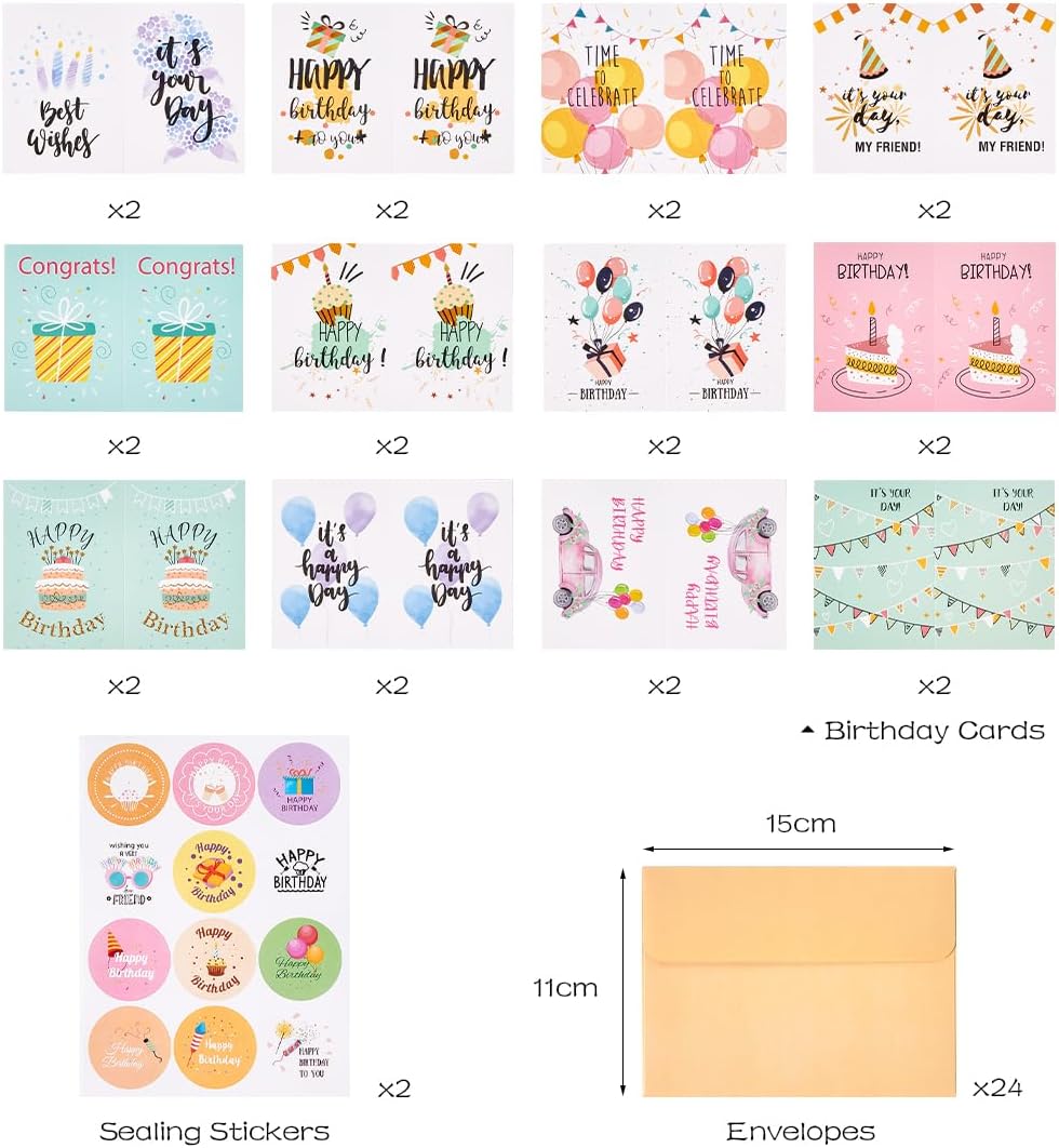 Detalle 2 de Youteer Birthday Card Set, 24 Cards
