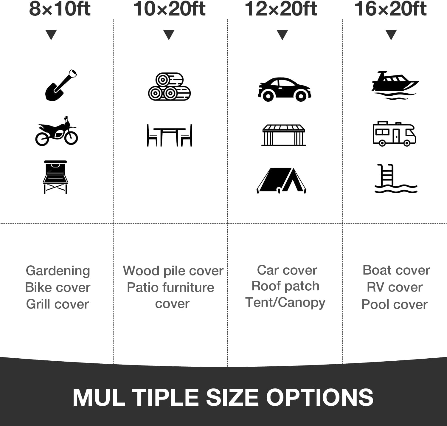 Thumbnail 5 de Pattiumo Tarp Waterproof 10 x 20 FT 14 Mil Heavy-Duty Multipurpose Tarp (Dual Color, UV/All-Weather) – Green/Brown