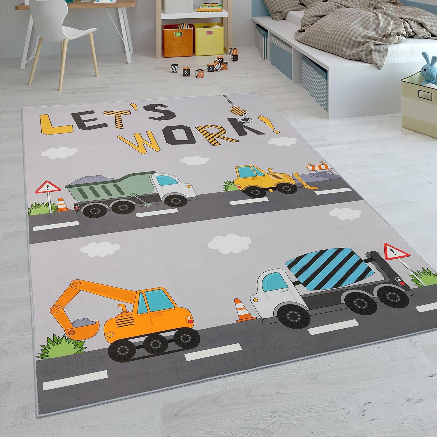Detalle 2 de Paco Home Tapis Enfant Rond 200 cm – Beige 3, Antidérapant et Confortable