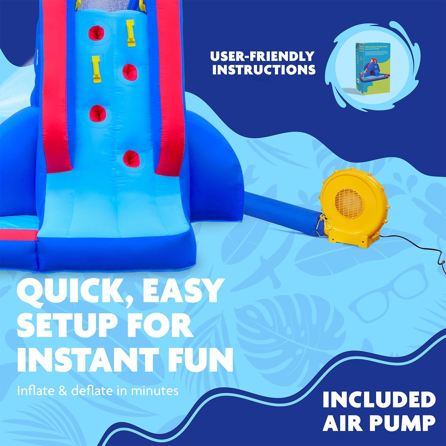 Thumbnail 6 de Sunny & Fun Deluxe Inflatable Water Park & Splash Pool with Tunnel