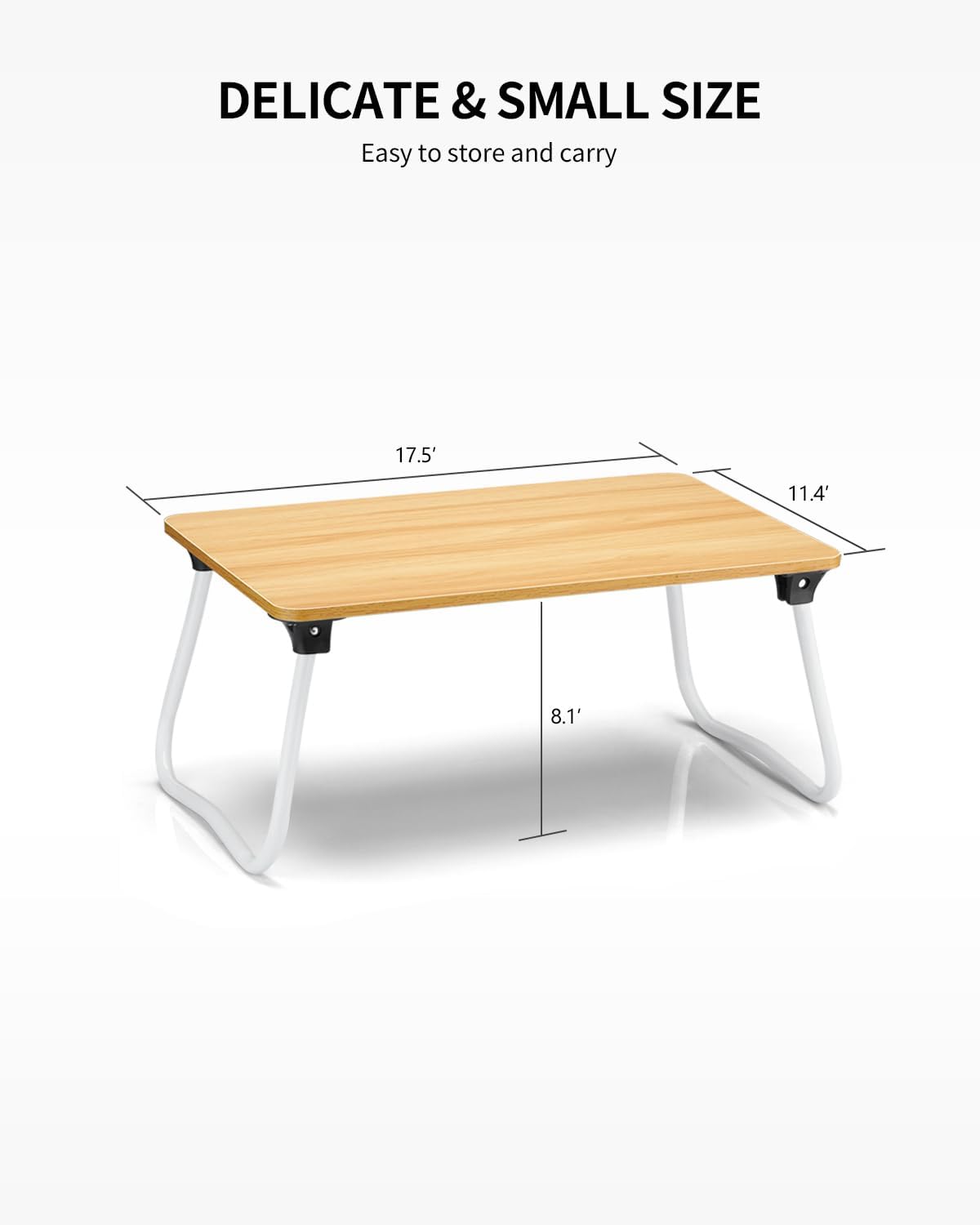 Detalle de Ruxury Foldable Wood Lap Desk, 44.5 cm Wide Portable Bed Tray