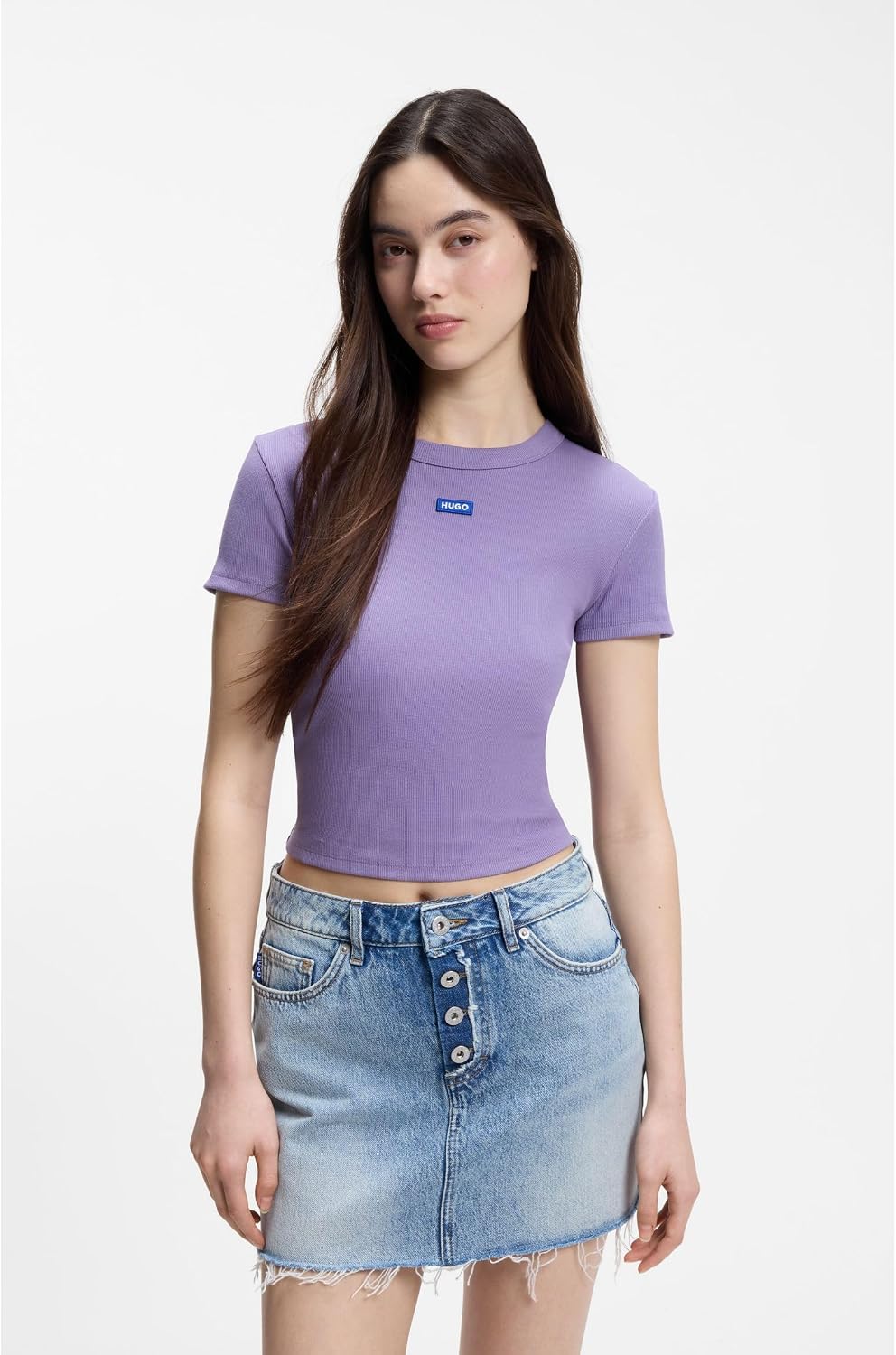 Detalle de HUGO Slim-fit Logo T-Shirt in Stretch Cotton