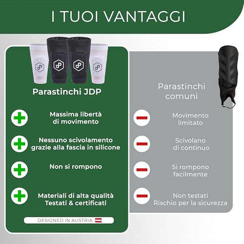 Detalle 2 de JDP Premium parastinchi 3 in 1: protezione integrata con calze, taglia M, nero