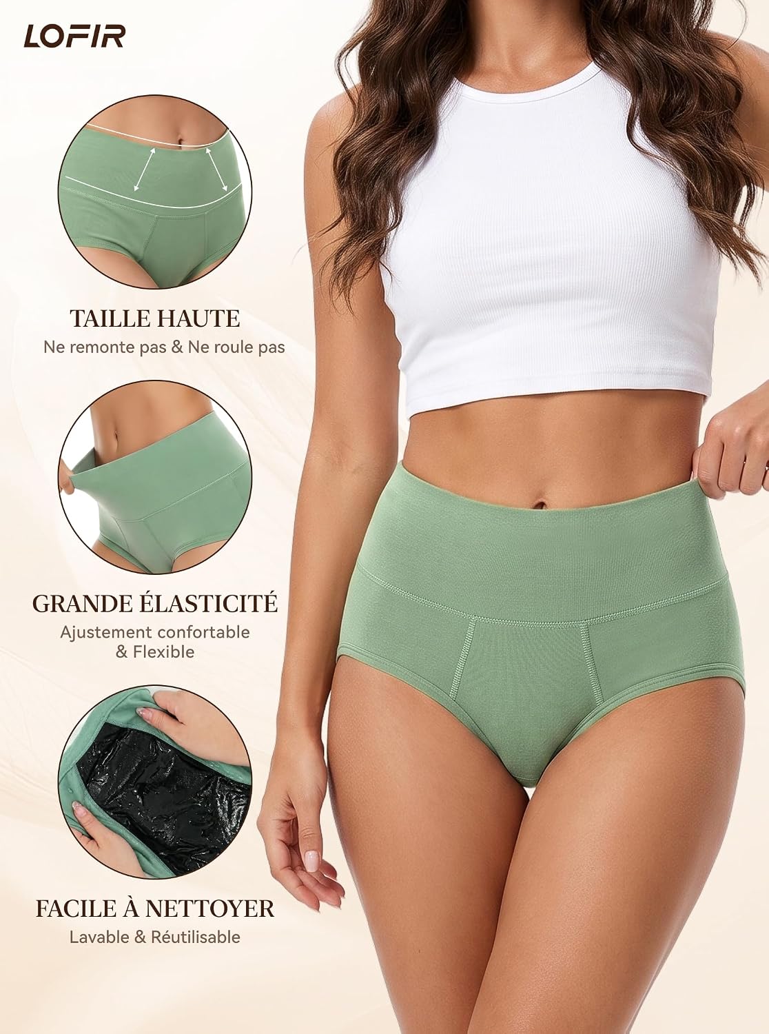 Thumbnail 5 de LOFIR LON1398-W-S-MX3P-L menstruatieslips, hoge taille, 50 ml, 3 stuks, maat L