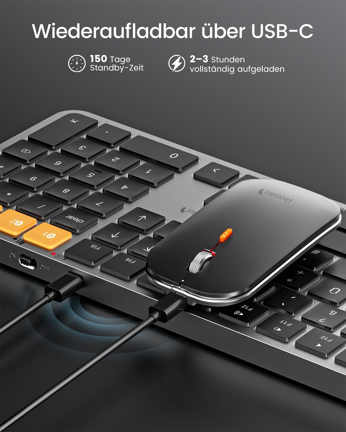 Thumbnail 3 de ProtoArc KM100-A Kabelloses Tastatur‑Maus Set 1200 mAh