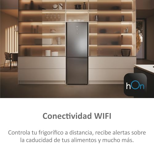 Detalle de Haier 2D 60 Series 5 Pro HDPW5618CNPK: Frigorífico combi inteligente con Total No Frost (352 L) y MyZone