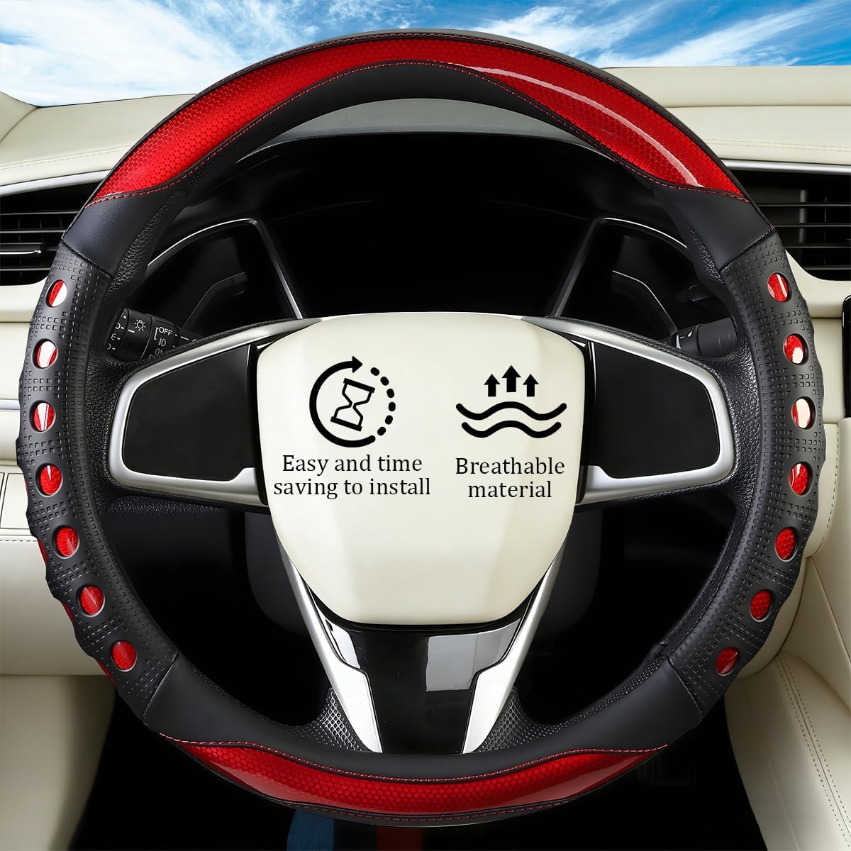 Detalle de ANFTDCO Steering Wheel Cover, 15-Inch