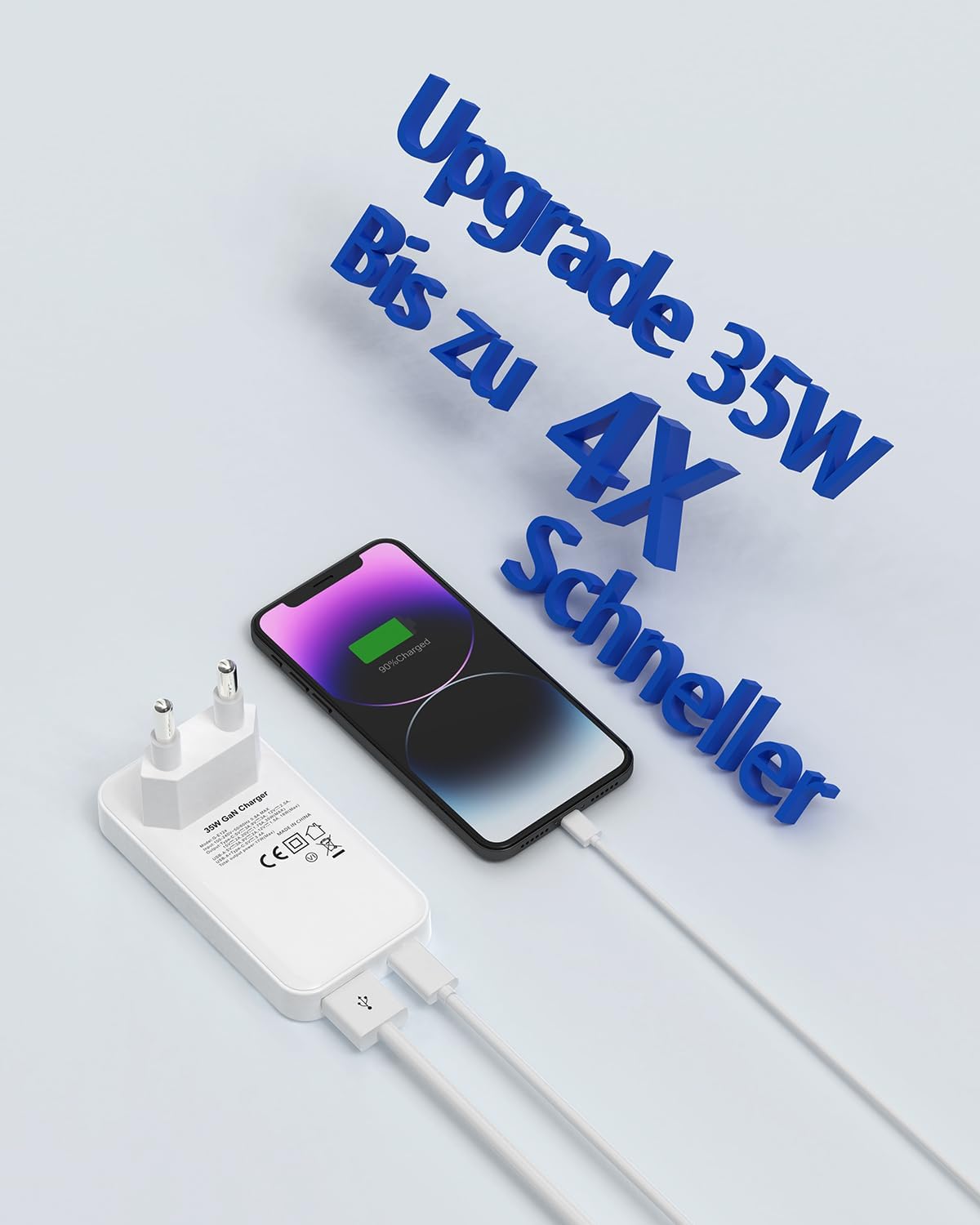 Thumbnail 4 de ZINOOY 35W Dual-Port Ladegerät – kompaktes USB-C/USB-A Schnellladen für unterwegs, Zuhause und Büro