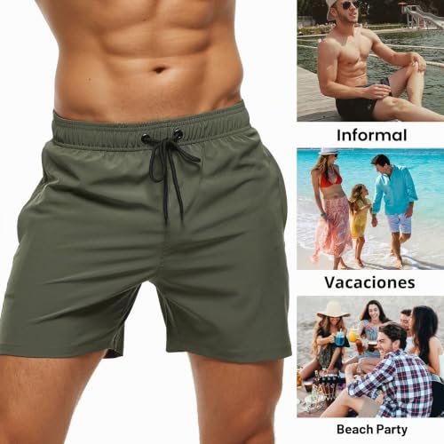 Detalle de Aisprts Bañador Hombre con Cremallera y Bolsillos - Shorts de Playa de Secado Rápido