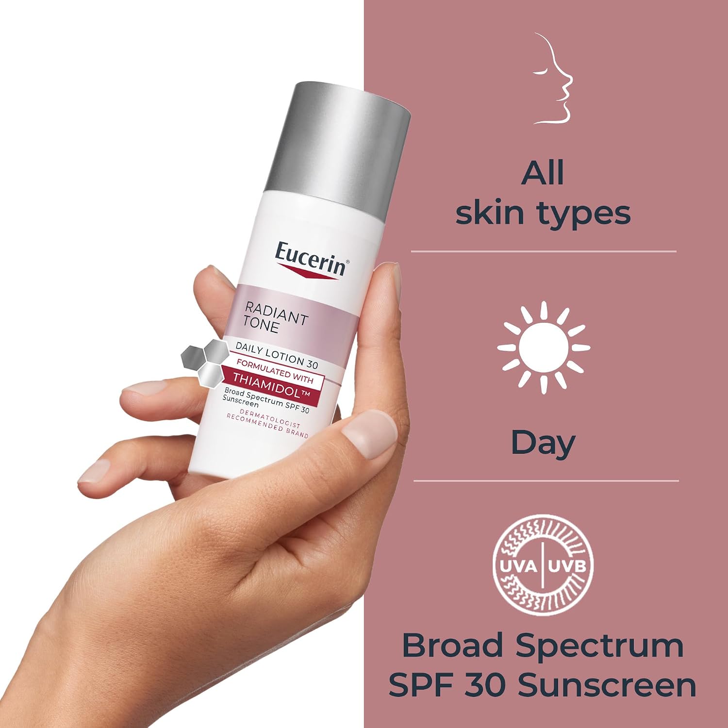 Detalle de Eucerin Radiant Tone Daily Face Lotion with SPF 30 (Thiamidol) Dark Spot Corrector, All Skin Types, 1.7 fl oz