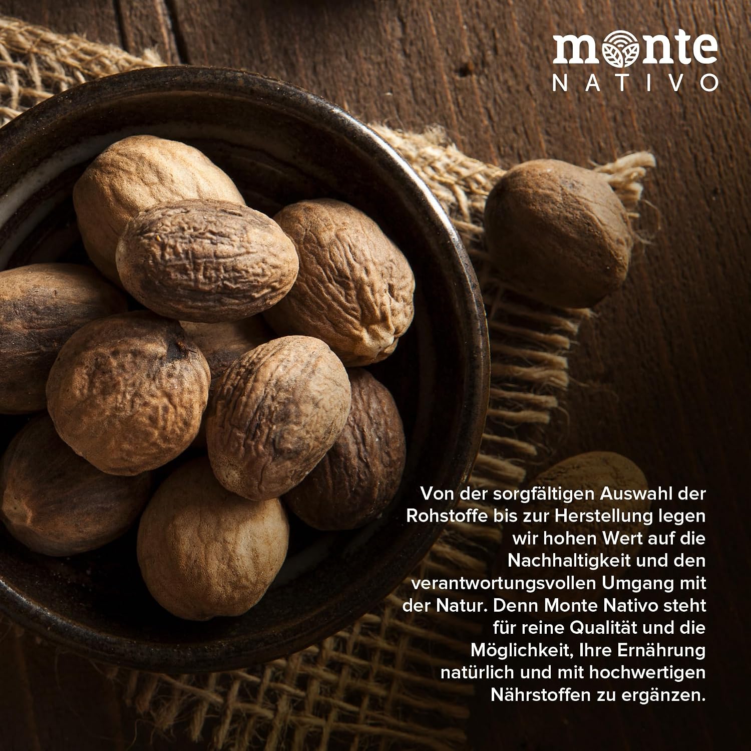 Detalle de Muskatnuss ganz Monte Nativo (150 g) – aromatische Gewürznuss für Küche