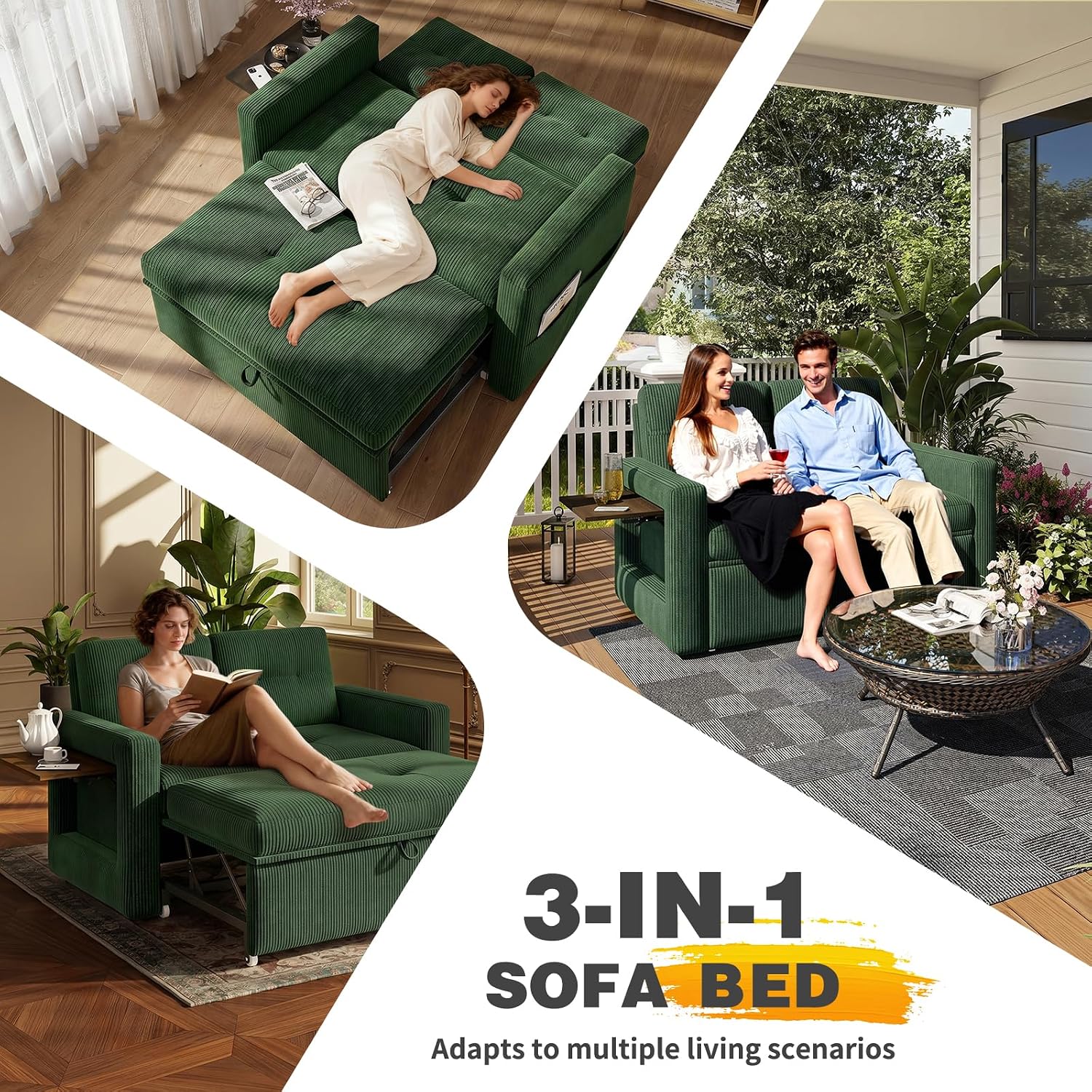Thumbnail 6 de YOUDENOVA Divano letto 3-in-1: divano, poltrona e letto con tavolo integrato
