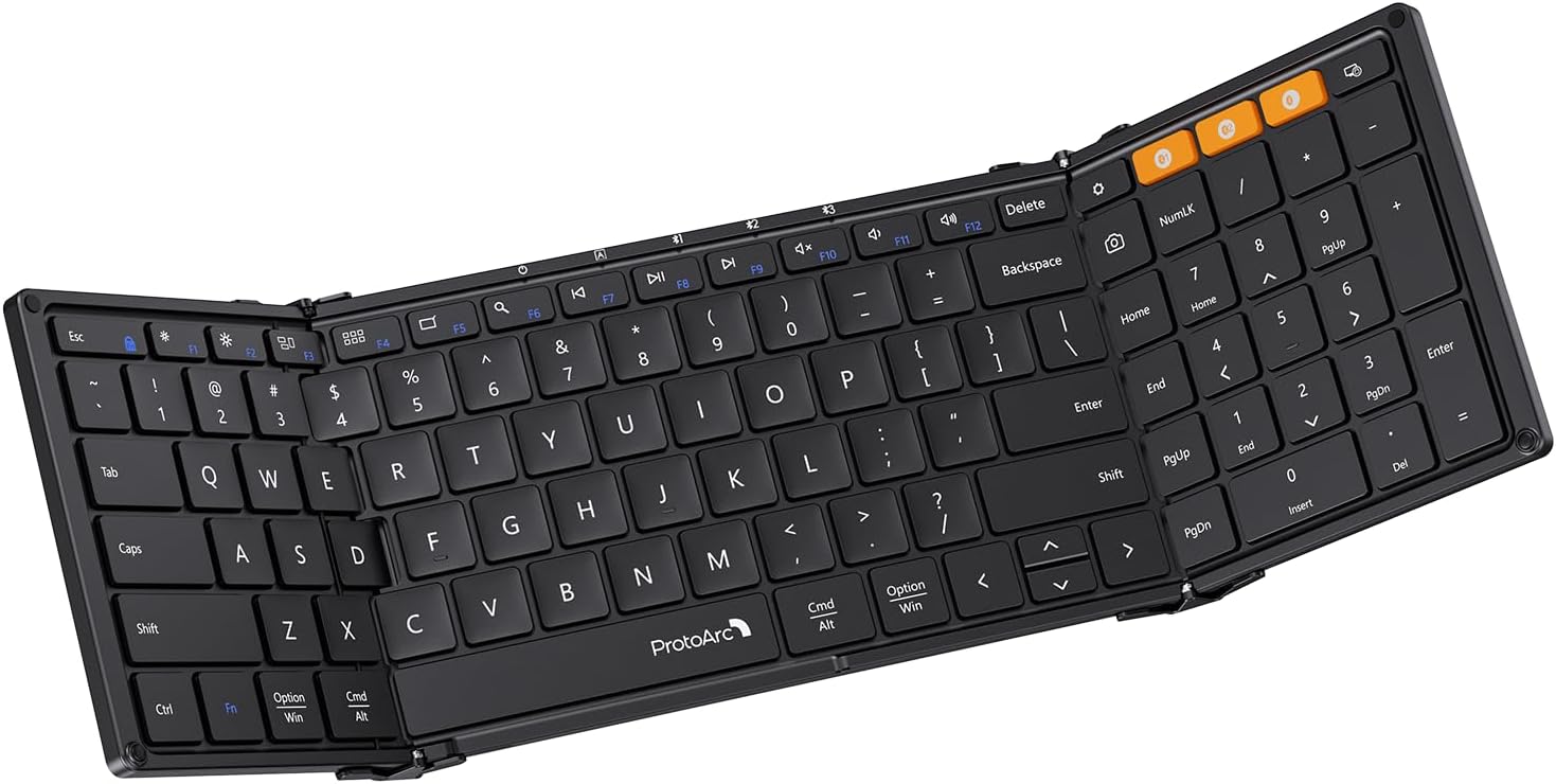 Detalle de ProtoArc XK01 Foldable Bluetooth Keyboard, 105 Keys, Number Pad, USB-C