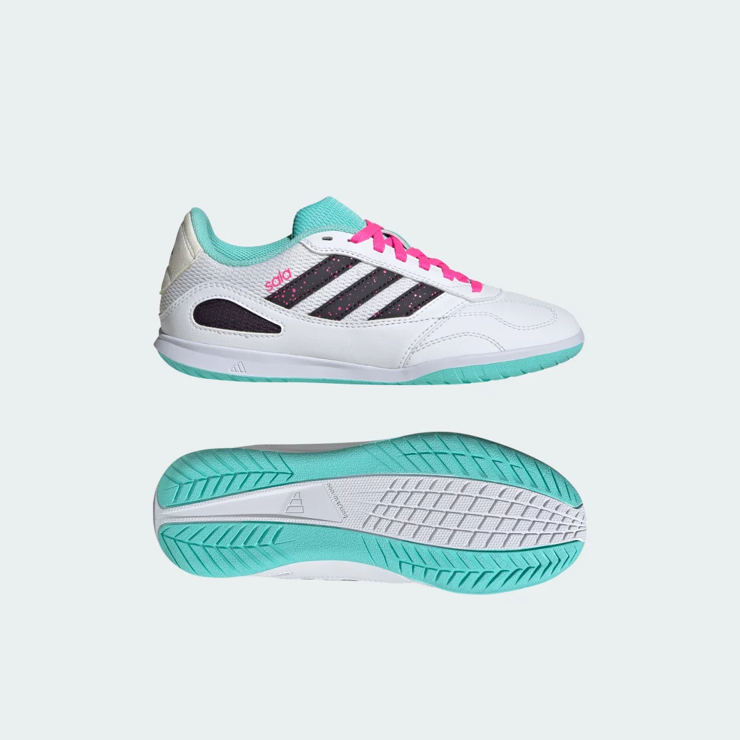 Detalle de Adidas Bota para pista cubierta Super Sala Competition 3 (infantil) – color Blanco