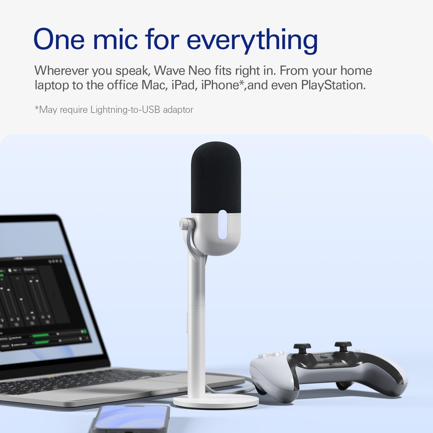 Detalle 2 de Elgato Wave Neo USB Condenser Microphone with Tap-to-Mute and Headphone Monitoring
