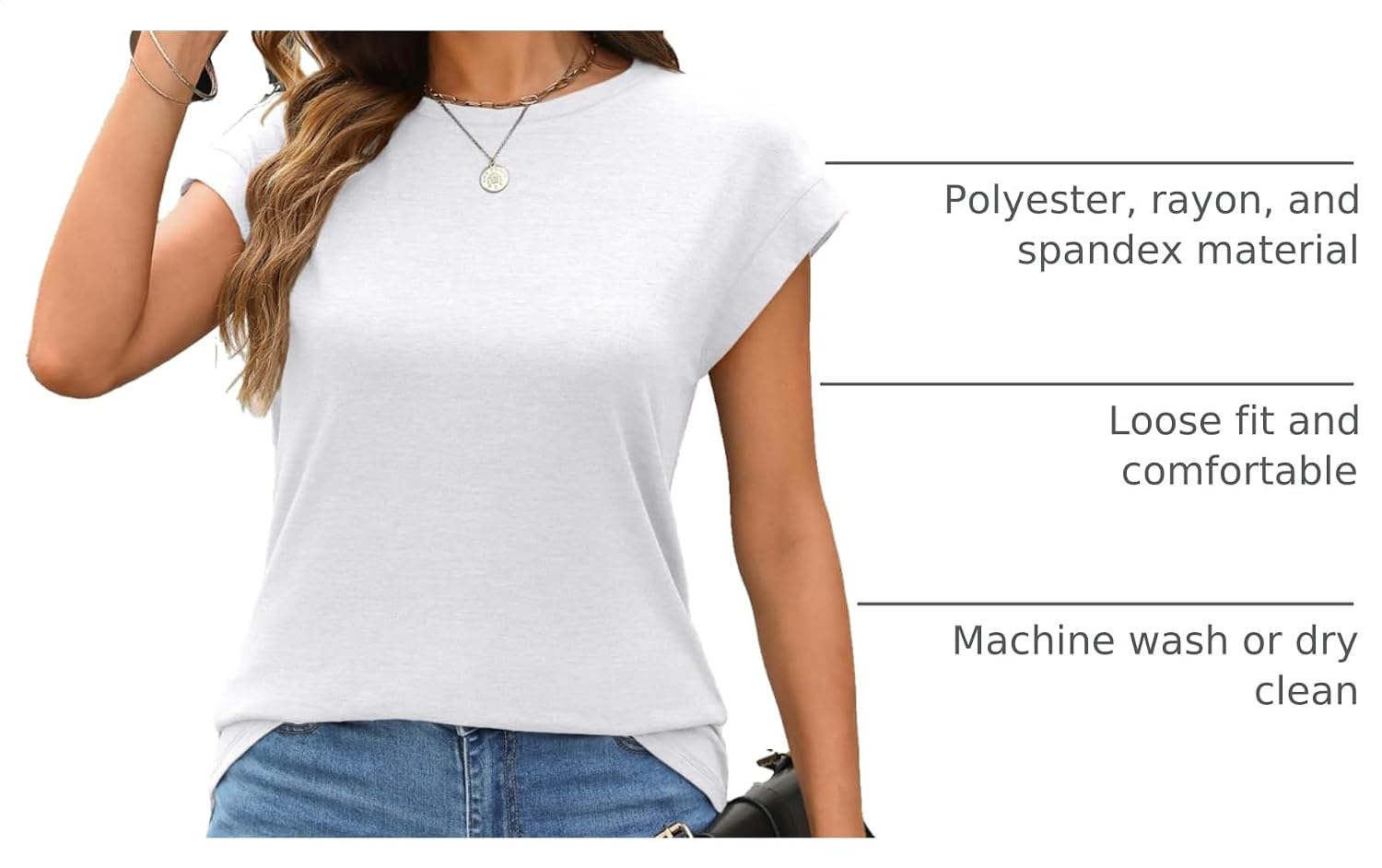 Thumbnail 3 de AUTOMET Women’s Cap Sleeve Tops for Summer — Soft Stretch Office-Casual Shirts
