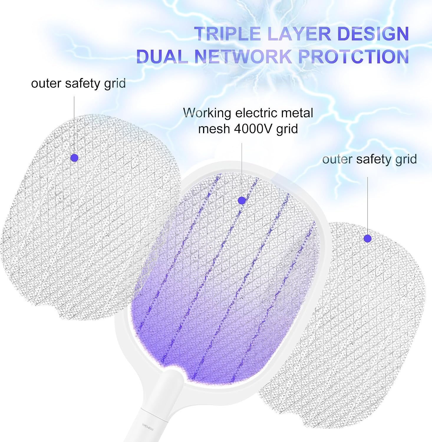 Detalle de Electric Fly Swatter Racket 2-Pack
