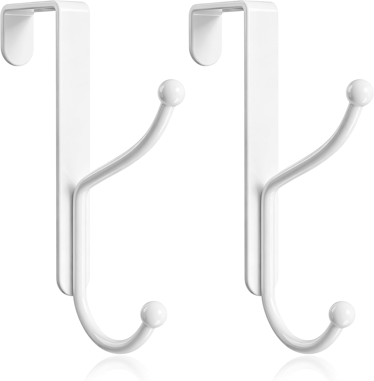 niffgaff Over Door Hook 2-Pack (Heavy Duty, No-Drilling), for Interior Doors up to 1.4 Inches Thick – White