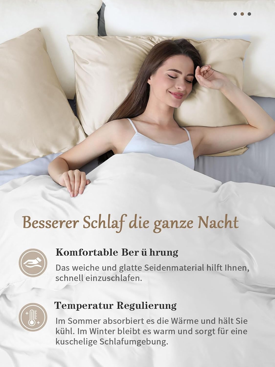 Thumbnail 6 de Texbee Seidenkissenbezug 80x80cm Beige