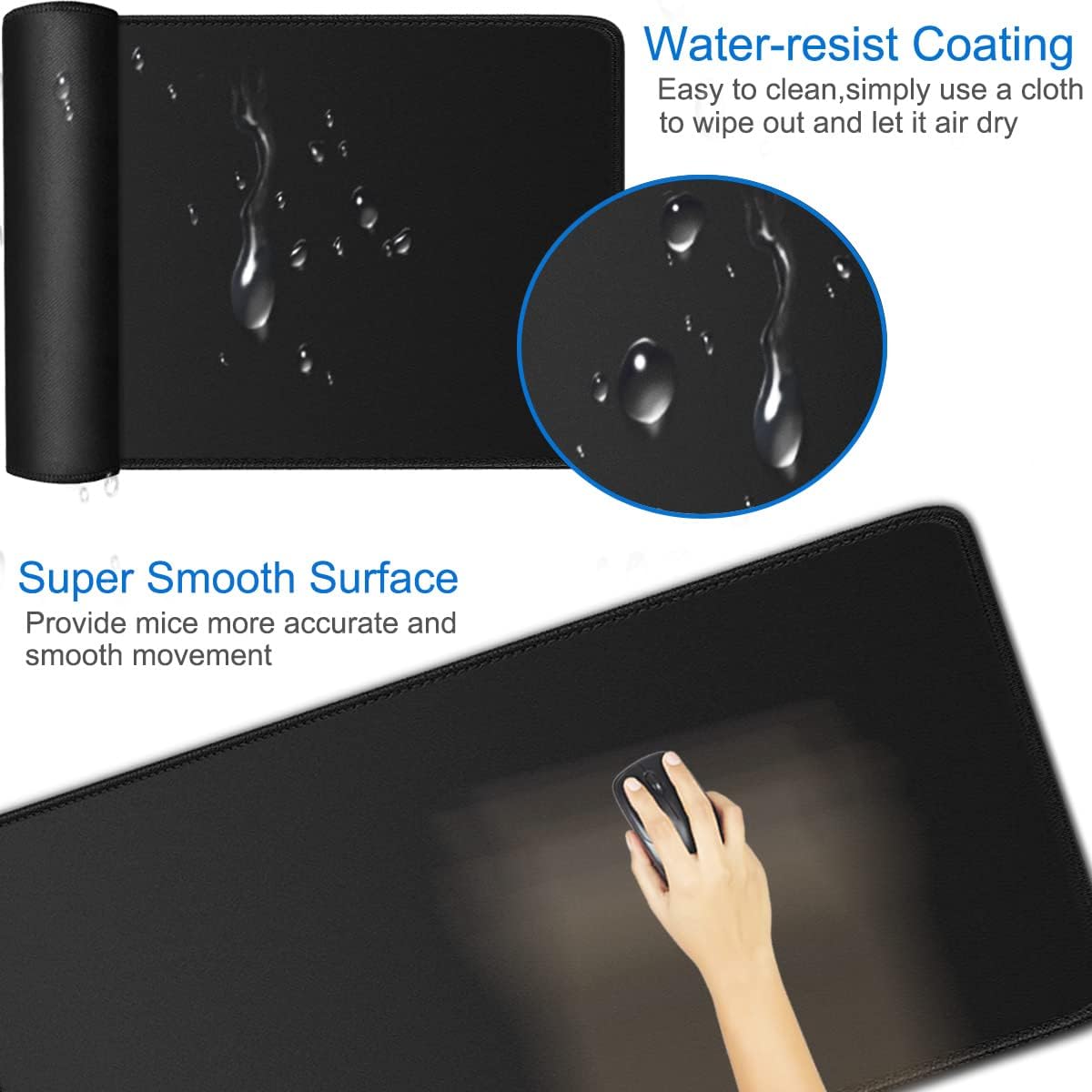 Thumbnail 3 de Naukay RT-006 Extended Gaming Mouse Pad, 31.5 x 15.7 in, Lycra, Black