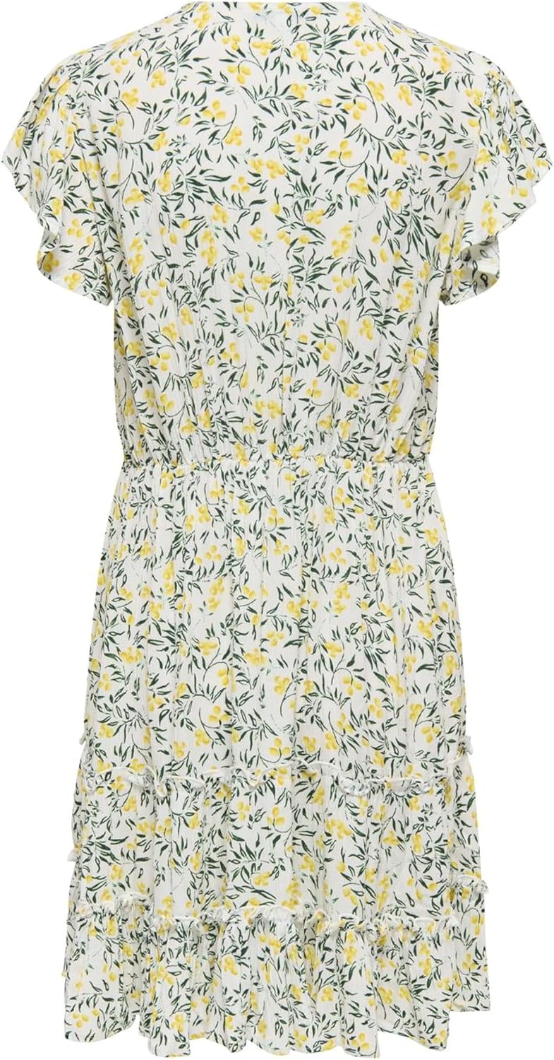 Detalle 2 de ONLY Onlclaudette Life SS Mini Dress WVN Noos – Robe courte à volants et col en V