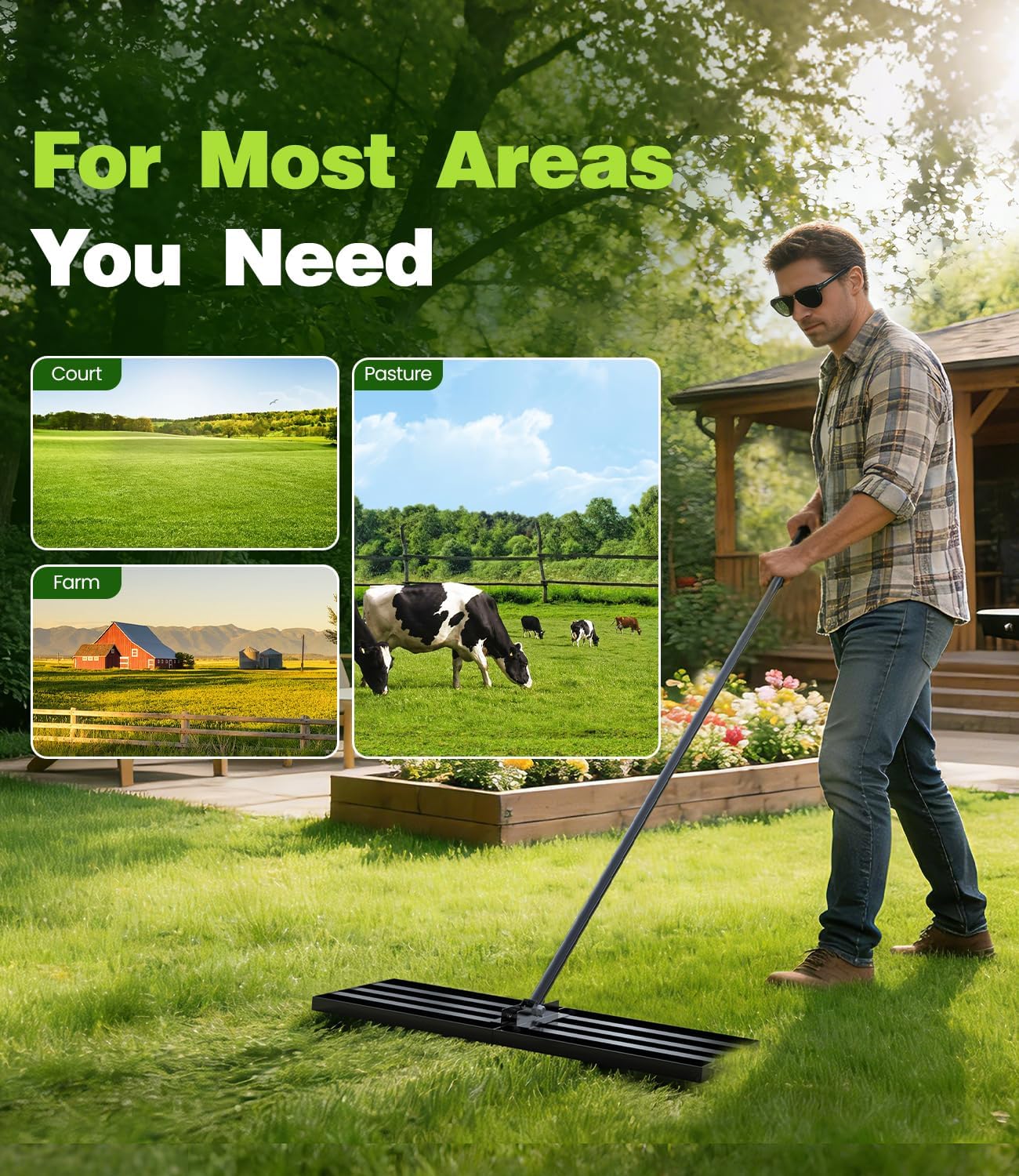 Detalle 2 de DoXtreme Leveling Rake Rastrello Livellatore 2 in 1 per prato 210 x 43 x 30 cm