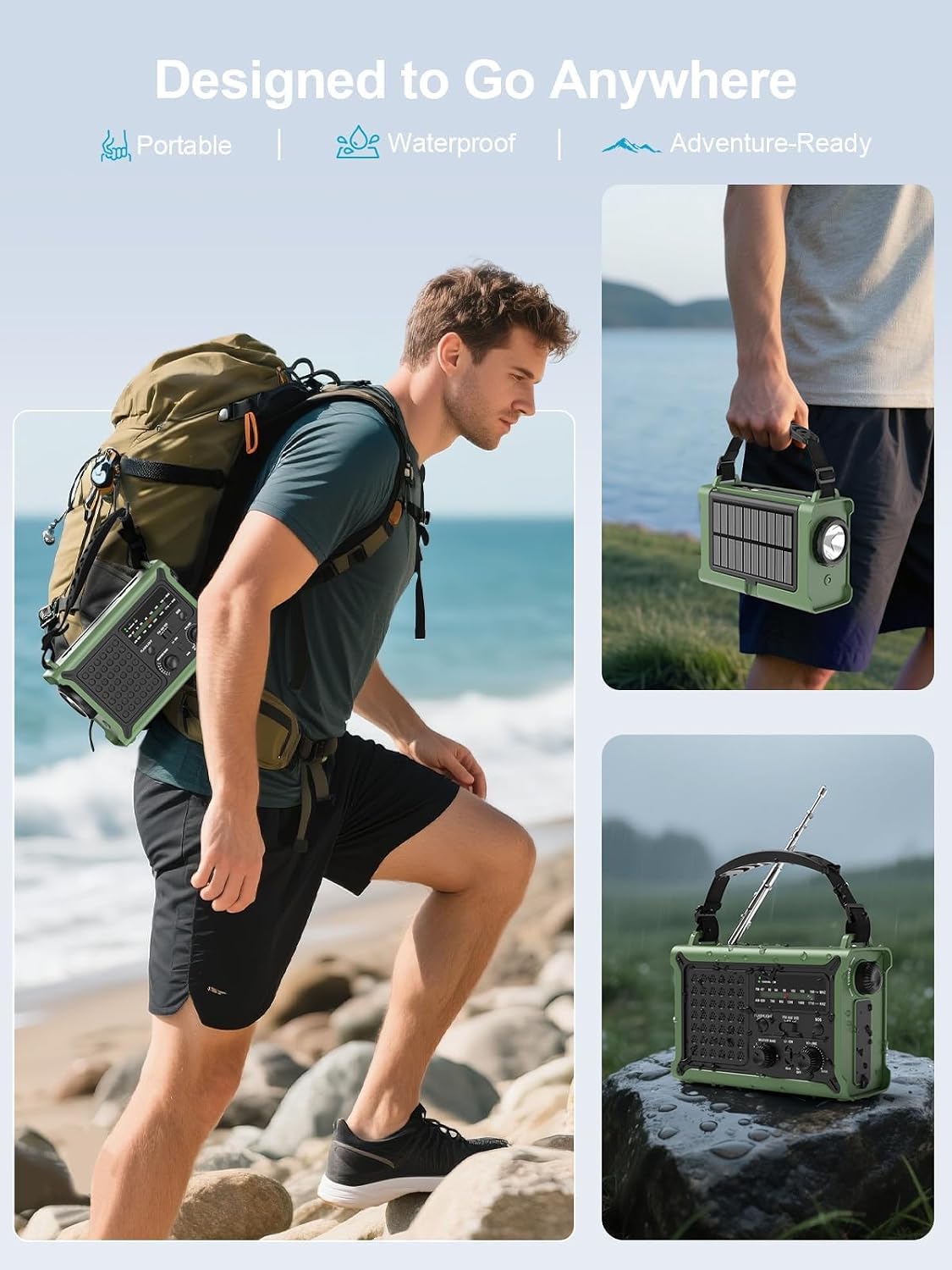 Thumbnail 6 de ROCAM CR1030 Emergency Radio, 12,000mAh, Solar, Hand Crank & NOAA