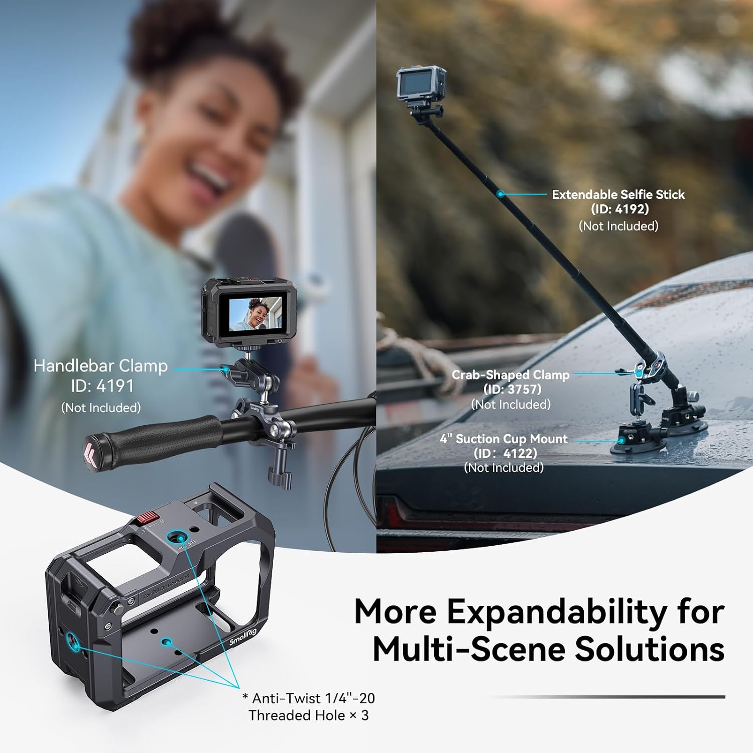 Thumbnail 6 de SMALLRIG 4119C Cage für DJI Osmo Action 5 Pro / Action 4 / Action 3 mit Cold Shoe und 1/4"-20 Gewinden