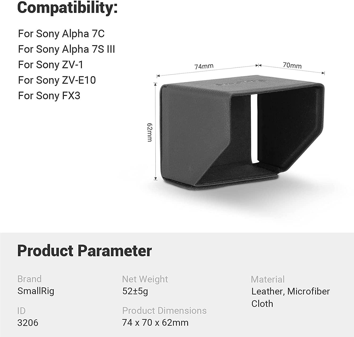 Thumbnail 5 de SMALLRIG 3206 pare-soleil écran pour Sony A7 IV