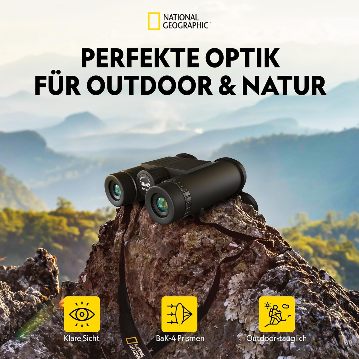 Detalle de National Geographic Fernglas 10x42 Dachkant – wasserdicht, voll verschüttert, schwimmbar