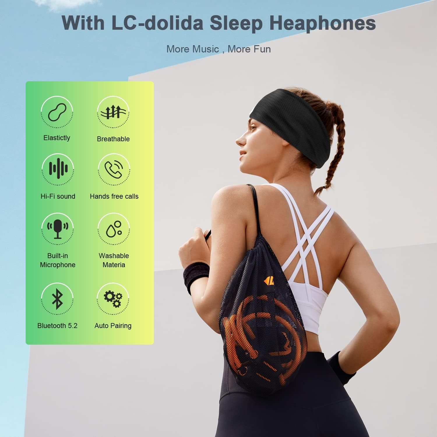 Thumbnail 1 de LC-dolida Sleep Headphones Headband (Bluetooth 5.4) — 3-in-1 sleep mask + wireless earphones with USB-C charging