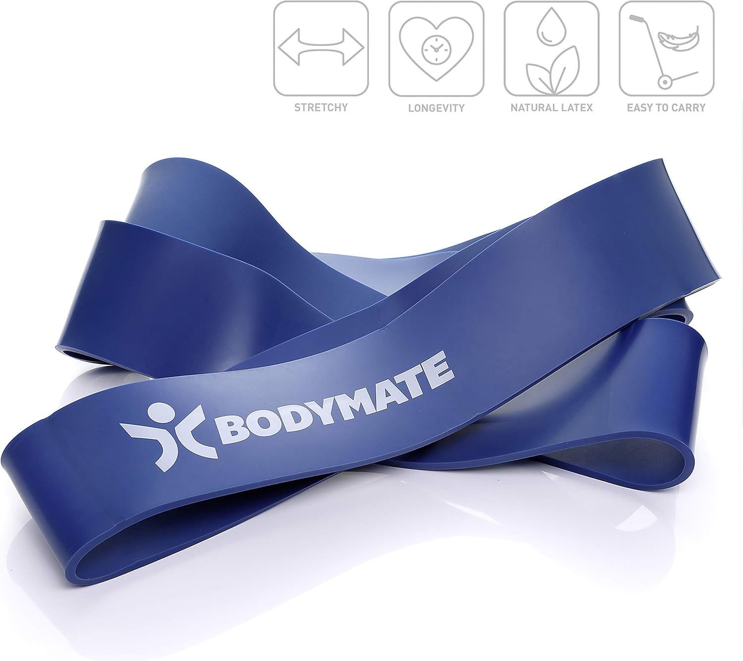 Thumbnail 1 de BODYMATE Bande de résistance élastique Premium en latex naturel, 208 cm (28–80 kg) pour musculation, crossfit et calisthénie
