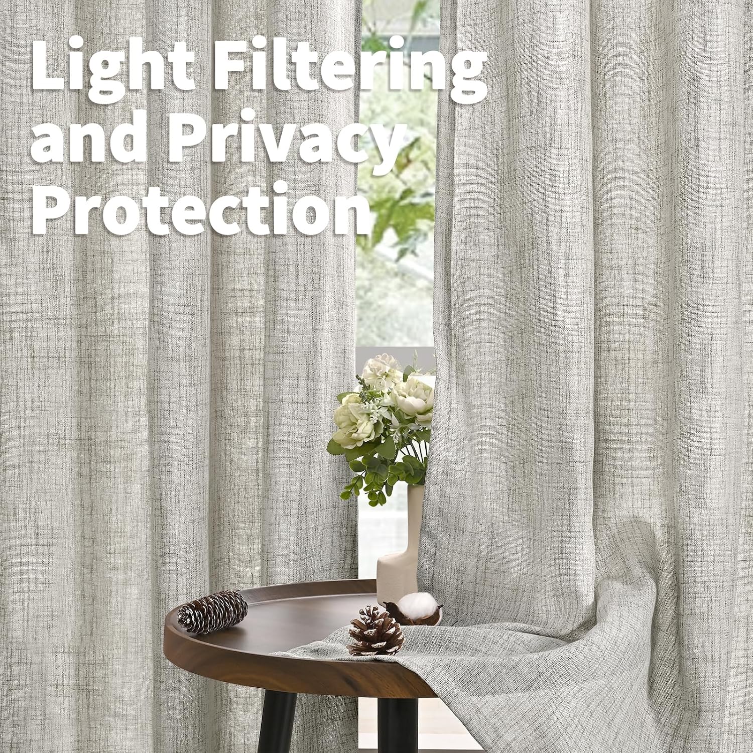 Detalle de YoungsTex 037dkgrey5263 Dark Gray Light-Filtering Grommet Curtains, 2 Panels