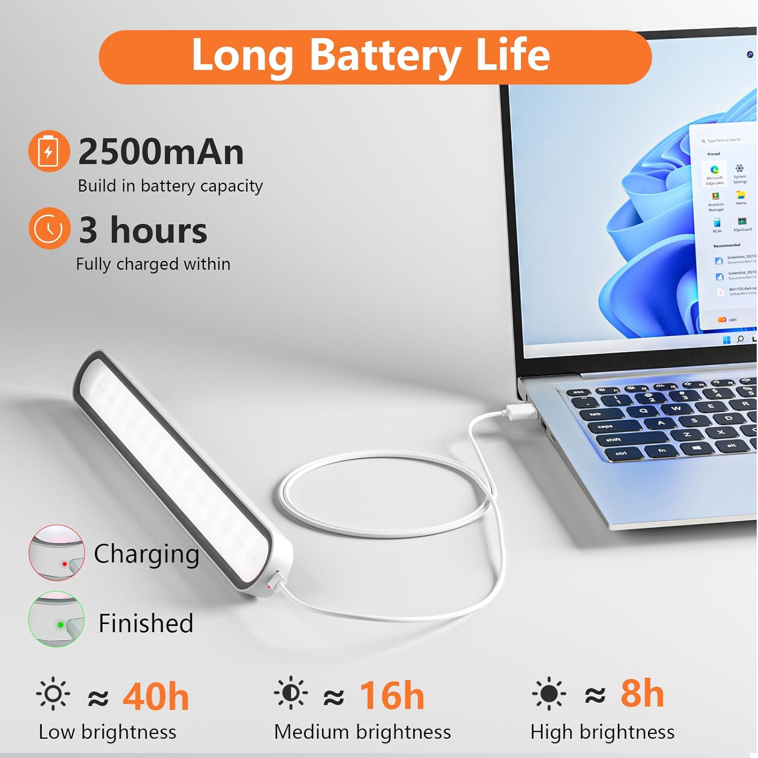 Thumbnail 4 de TOPPLEE Luce LED sottopensile magnetica ricaricabile con controllo touch e batteria 2500 mAh