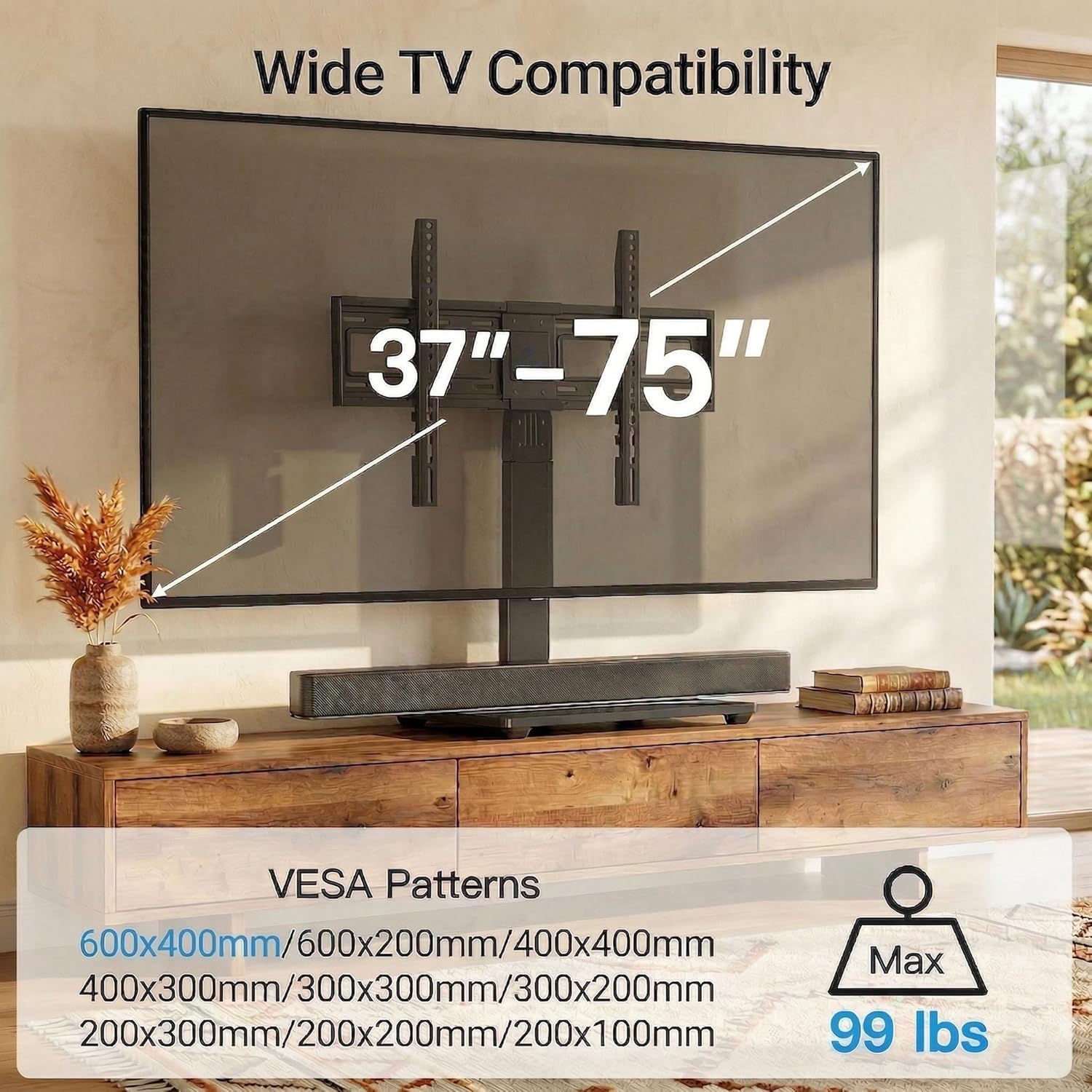 Thumbnail 1 de PERLESMITH PSTVS13 Universal TV Stand 99lbs swivel