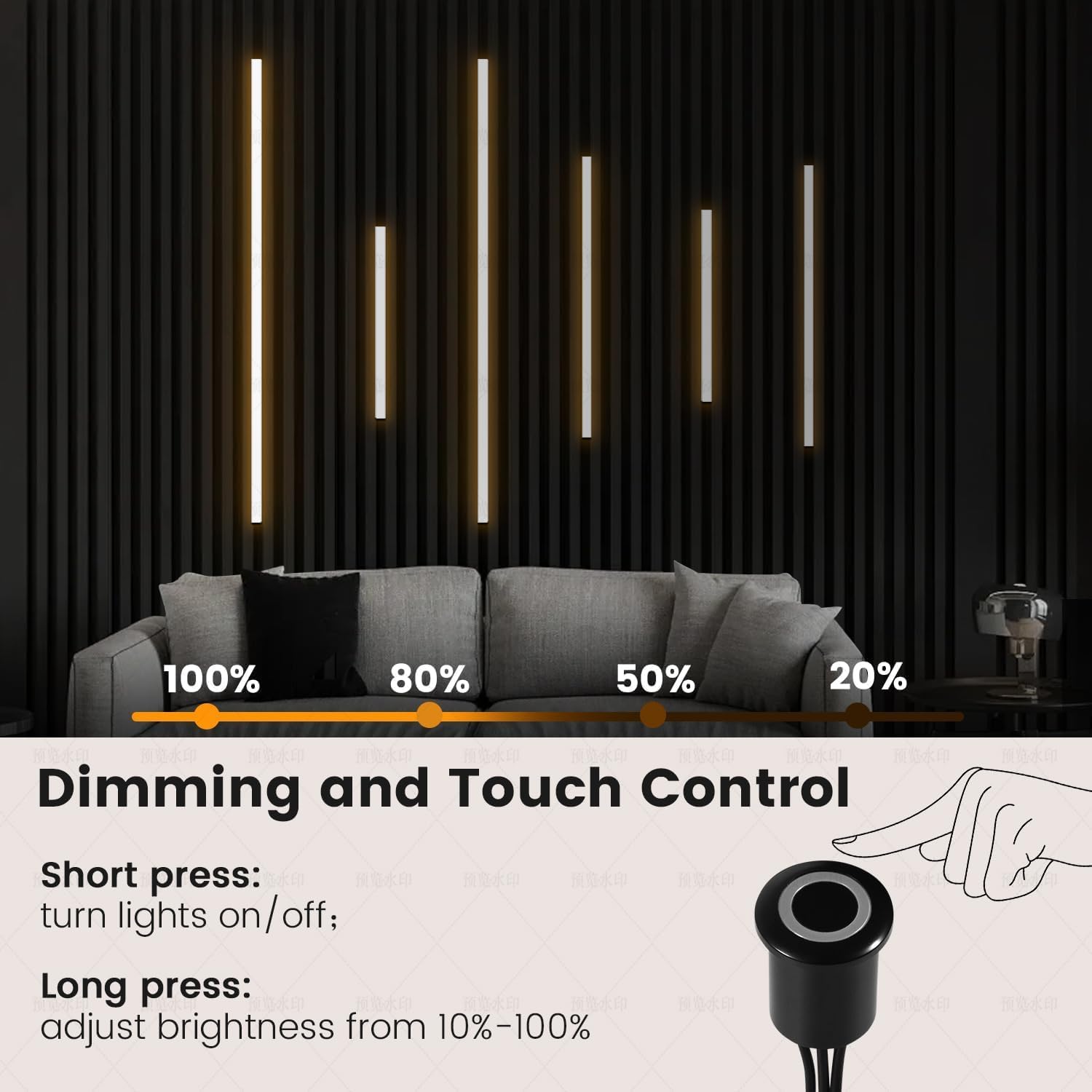 Detalle 2 de INCARLED INCAR-Wall-6pcs-3000K LED Wall Lights, Dimmable 3000K Set