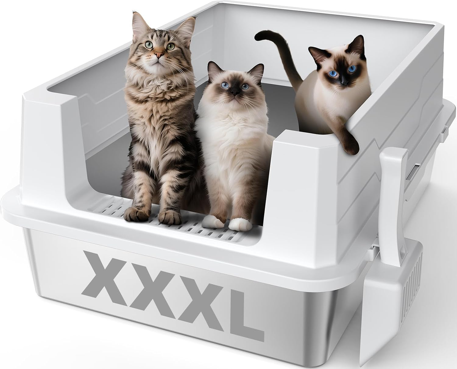 Detalle 2 de MIXJOY XXXL Stainless Steel Cat Litter Tray 71cm High 🐱