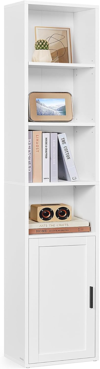 Detalle de VASAGLE SIREN LBC401W01 6-Tier Bookcase with Cabinet, Cloud White