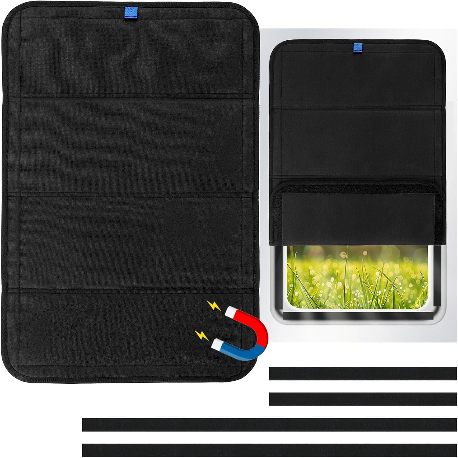Detalle de Magnetic RV Door Window Shade: Foldable Blackout for 25" x 16" RV Windows