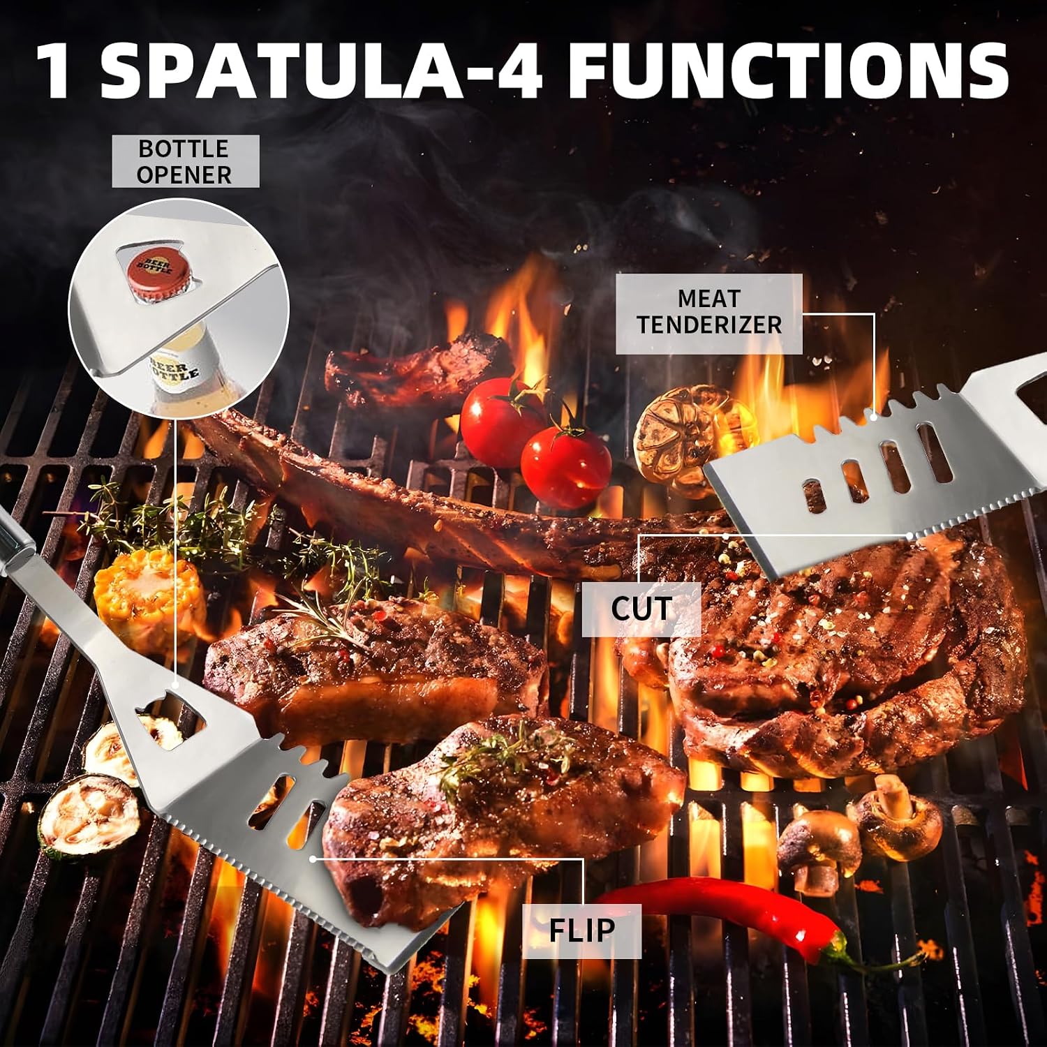 Detalle 2 de MUYFIO JLT-SS11 BBQ Tool Set, 11-Piece Stainless Steel Kit with Carrying Bag