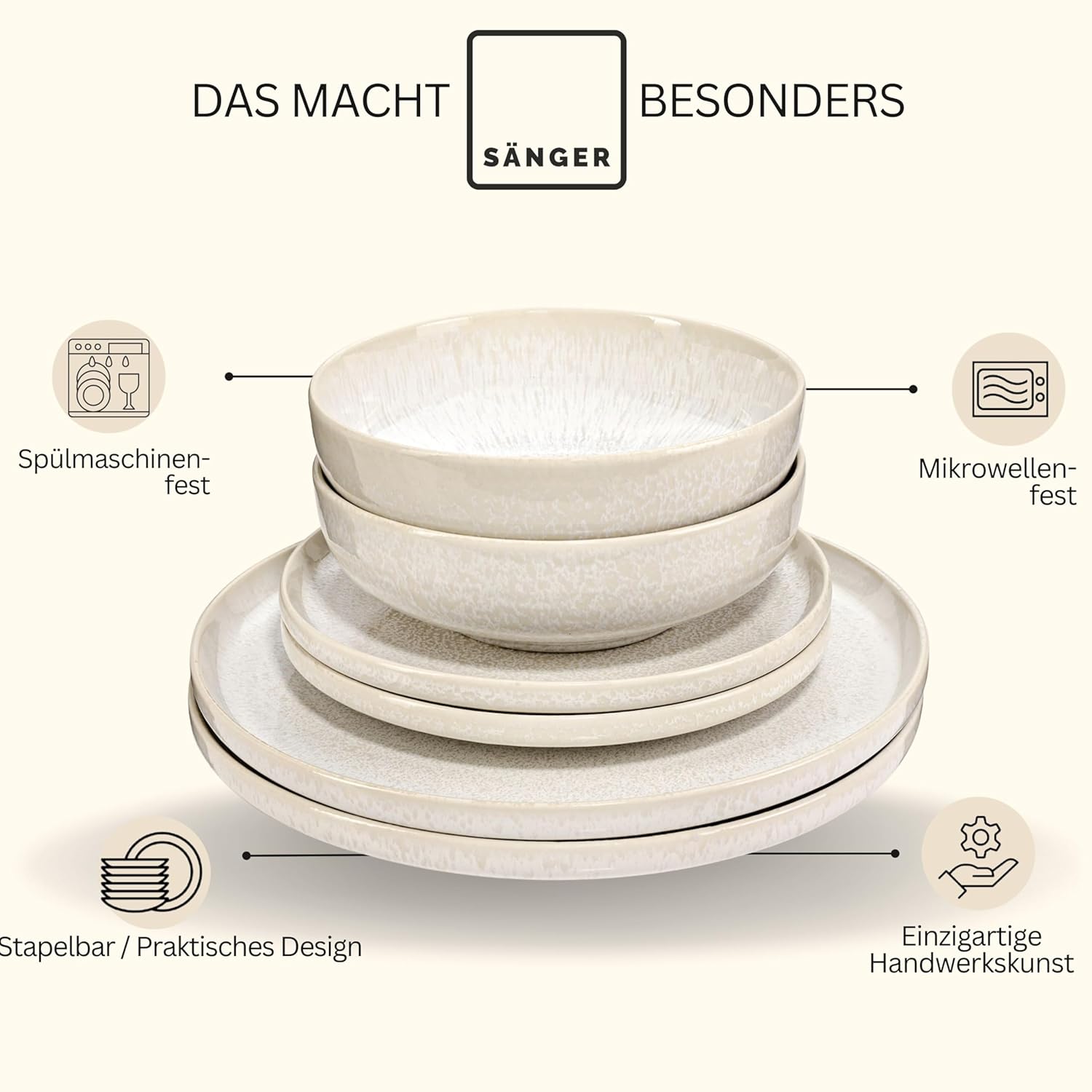 Detalle 2 de SÄNGER Korfu Geschirrset 12-teilig