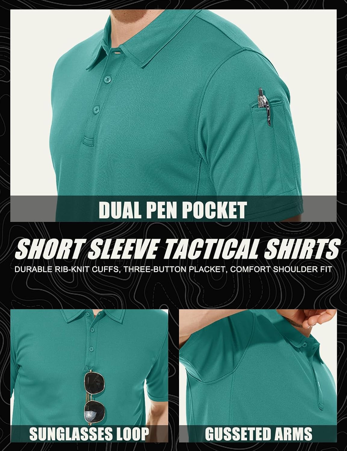 Thumbnail 4 de MAGCOMSEN Men's Polo Shirt Quick Dry Performance Short Sleeve Polo