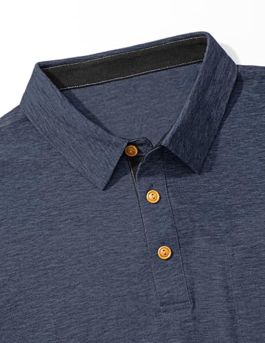 Thumbnail 4 de Polo TARAINYA da Uomo in Cotone Blu Navy con Tasca e Maniche Corte