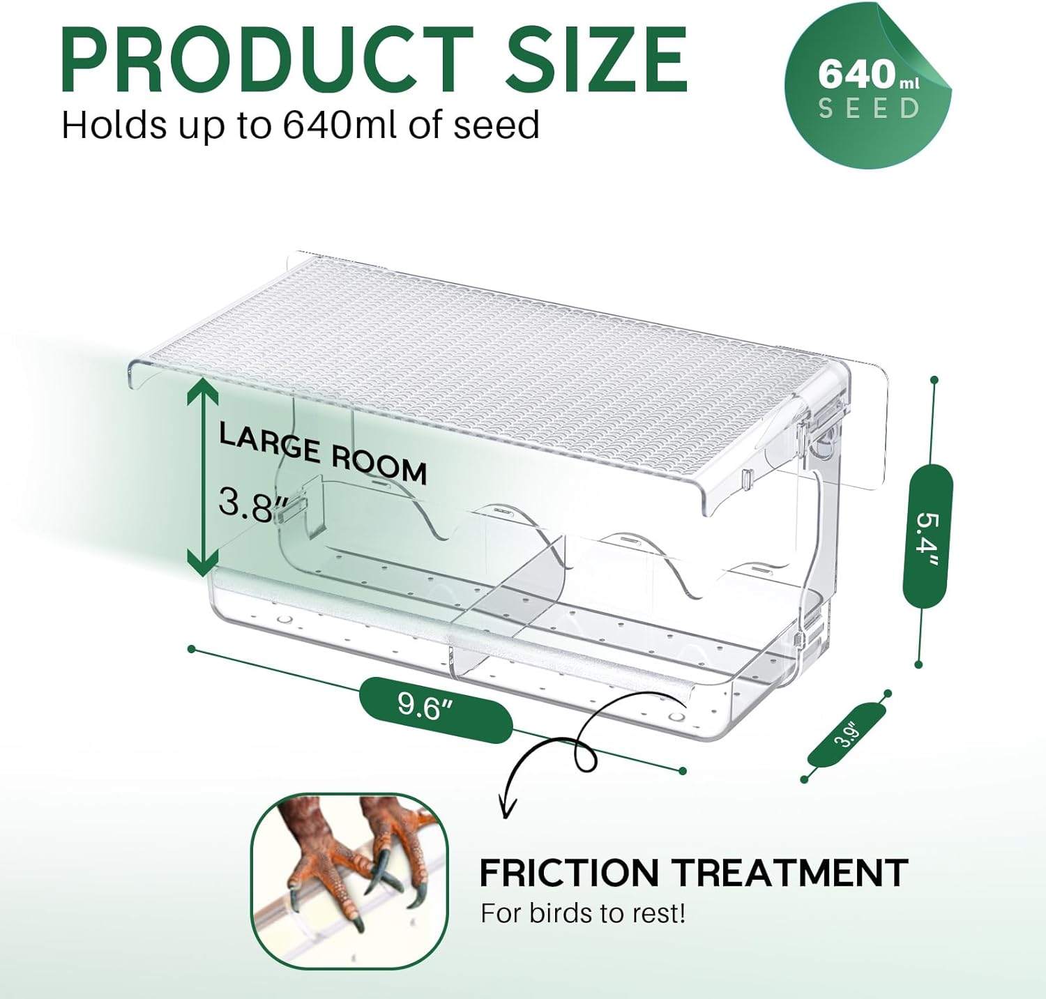 Detalle 2 de SUNALLY Window Bird Feeder, 100% Clear