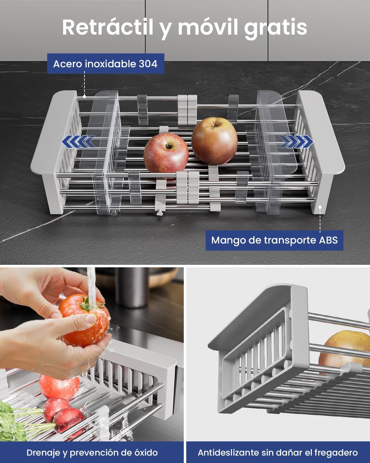 Detalle de Sofetiy Lavello da cucina 60 x 45 cm in acciaio inox SUS 304 con 2 fori per rubinetto e sifone, sotto-piano moderno