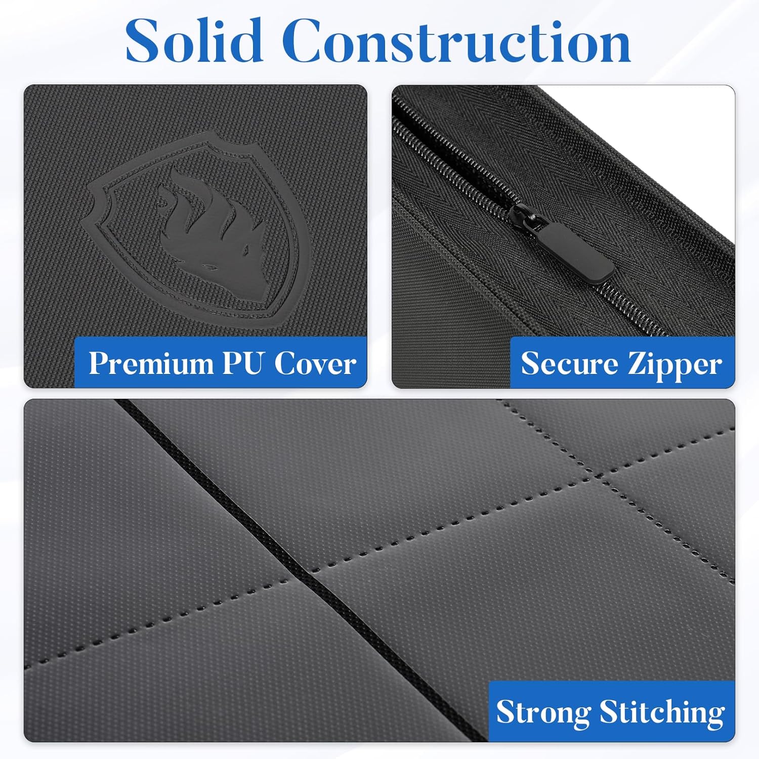 Thumbnail 1 de Premium Zip Card Binder 12-Pocket (Fabmaker) — PU Zipper Trading Card Album for Up to 912 Cards, Black
