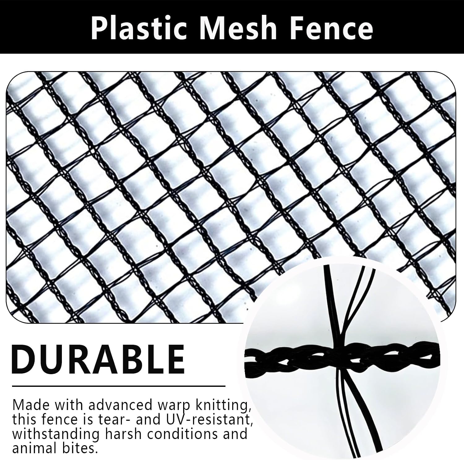 Detalle de POYEE PJBFG-NET-B-5-100 Deer Fence Netting, 5 x 100 ft HDPE Mesh